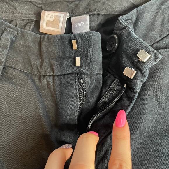 JCP Black Pants Mid - Low Rise 26/2 Straight Leg - Picture 3 of 5